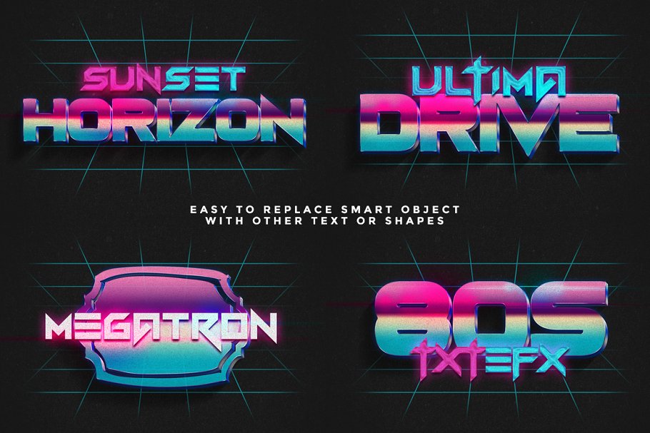 80s年代风格文本风格图层样式 80s Text Effects Minibundle插图7
