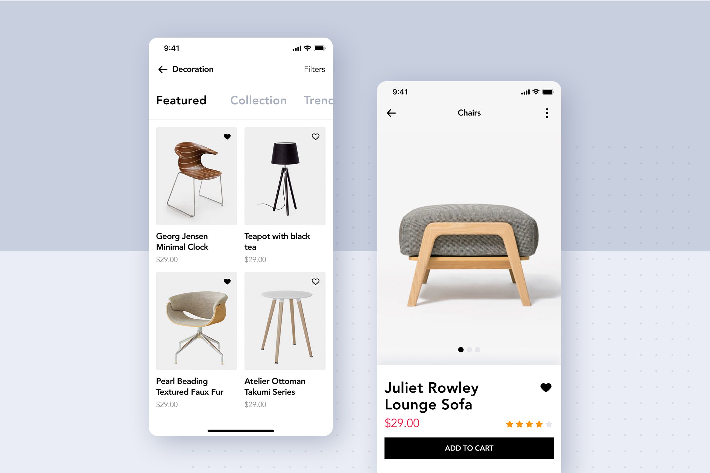 北欧简约风家具APP商城UI设计模板 Modern Furniture Mobile App UI Kit插图