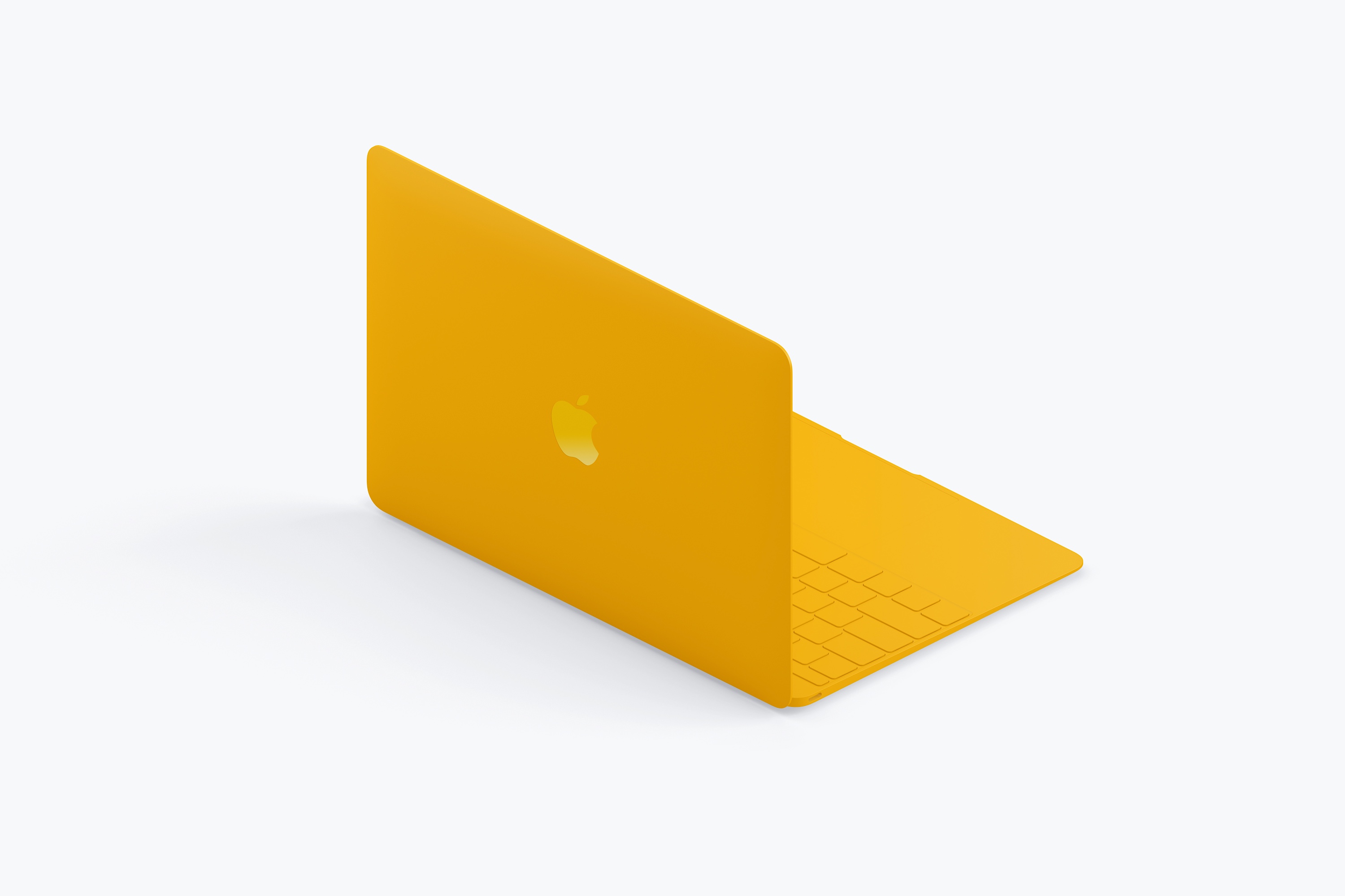 Macbook等距后左视图粘土样机模板 Clay MacBook Mockup, Isometric Back Left View插图2