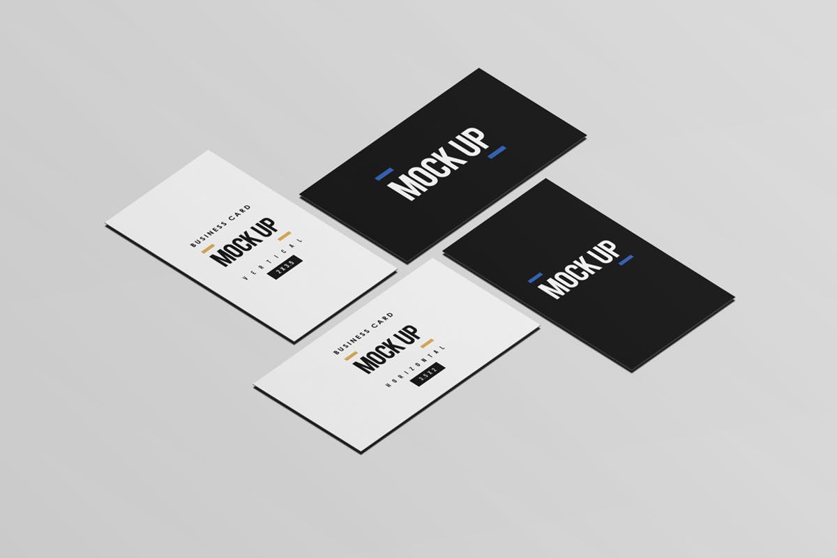 等距平铺企业名片设计样机模板 Business Card Mock Up插图