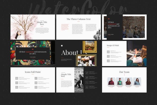 多用途水彩设计风格系列Keynote幻灯片模板 WaterColor – Keynote Template插图(5)