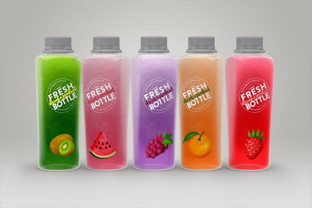 果汁瓶包装外观设计样机模板 Juice Bottle Set Packaging MockUp插图10