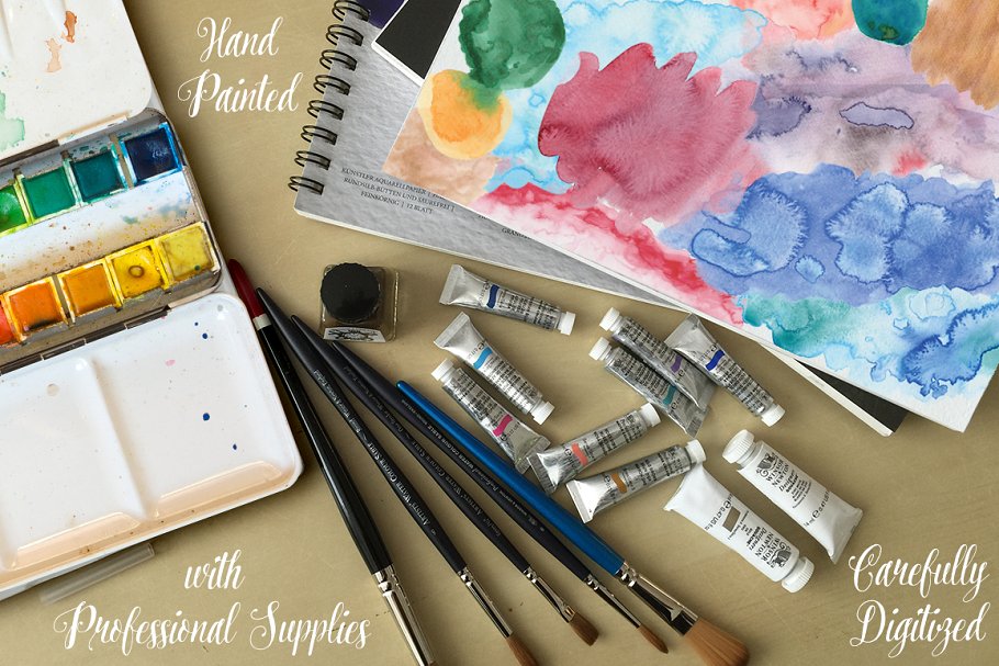水彩笔画和印染特效纹理 Watercolor Therapy: Textures插图3