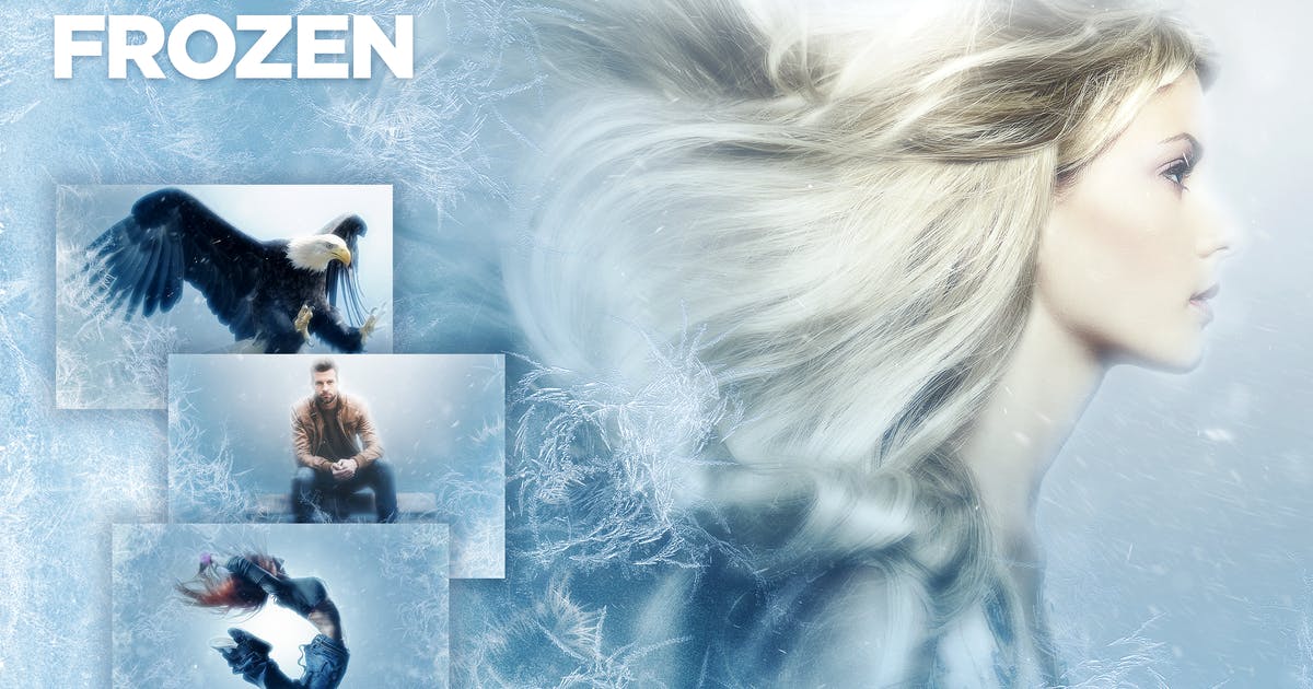 冰霜雪花效果照片处理PS动作 Frozen Photoshop Action CS3+插图