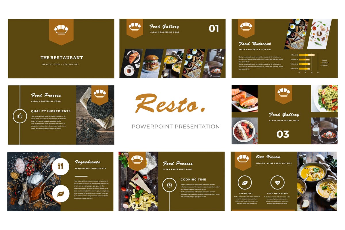 美食餐饮品牌主题PPT幻灯片设计模板 Resto Powerpoint Presentation插图