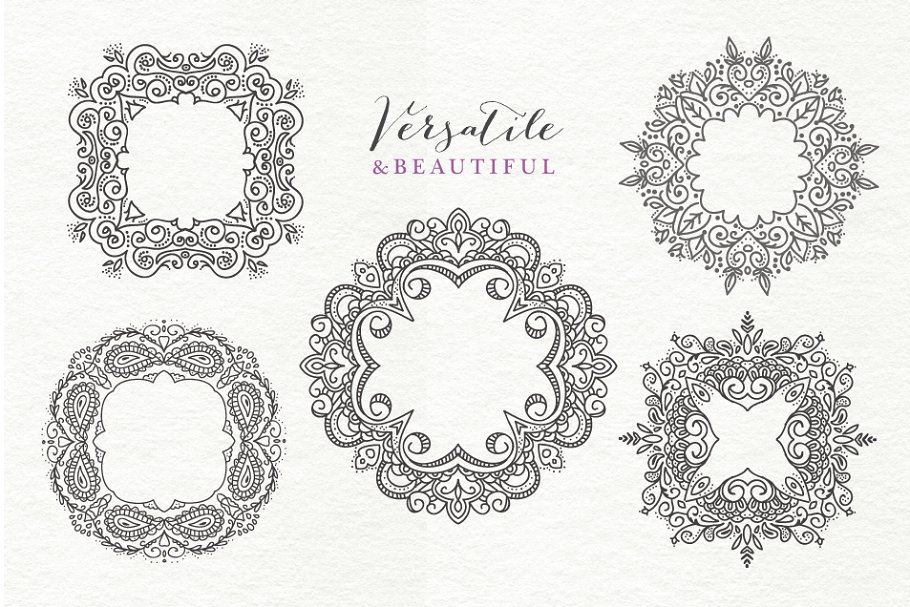 10个亚洲吉普赛风格的几何装饰框架 10 Gypsy-Style Frames & 5Bonus Logos插图(3)