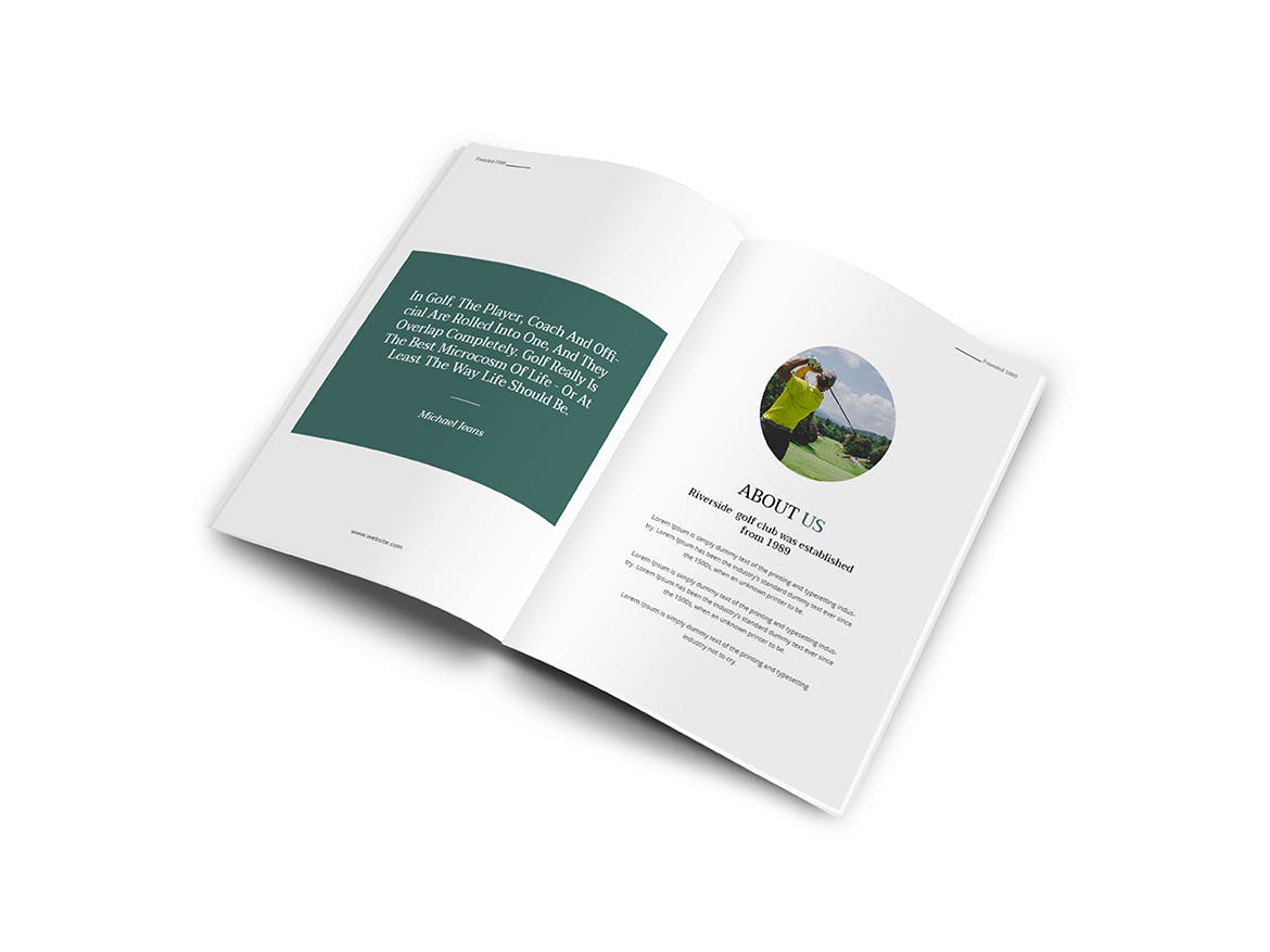 高尔夫俱乐部简介宣传画册设计模板 Golf A4 Brochure Template插图3