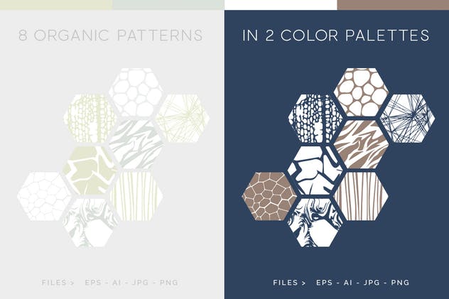 包装印刷品有机印花图案设计素材 Organic Patterns – 2 color palettes插图(1)