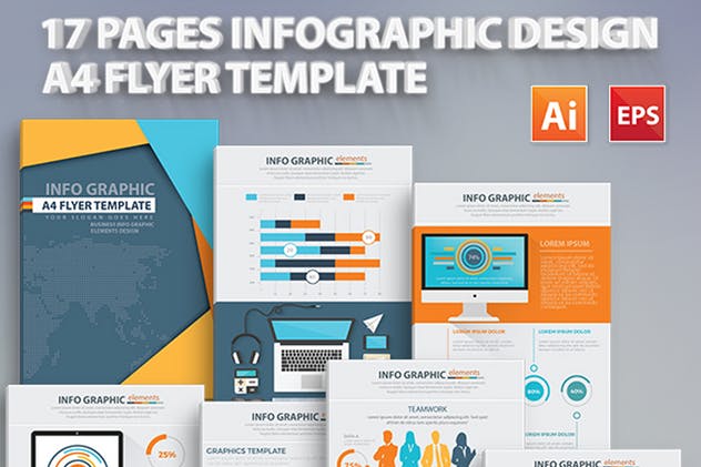 17页商业数据统计报告信息图表设计素材 Info Graphic Elements Design 17 Pages插图(1)