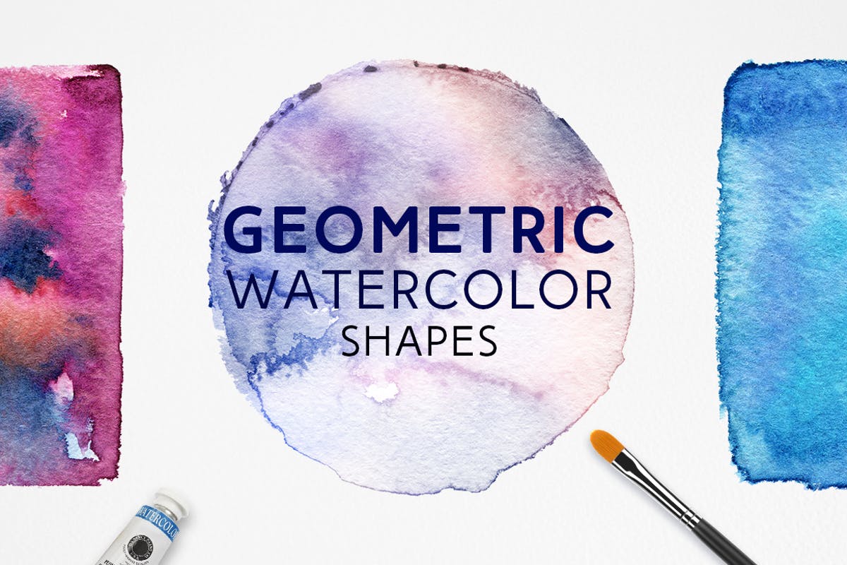 24款抽象几何水彩图形合集 Geometric Watercolor Shapes插图