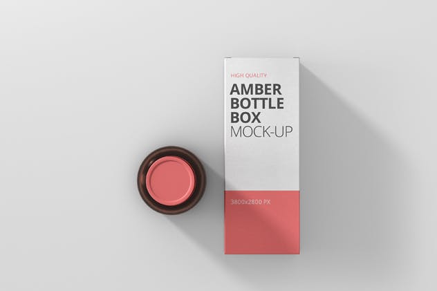 琥珀色药物瓶子&盒子设计样机 Amber Bottle Box Mockup插图(2)