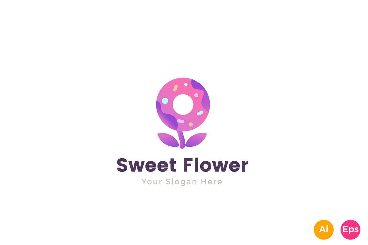 甜蜜花朵糖果店品牌Logo模板 Sweet Flower Candy Shop Logo Template插图