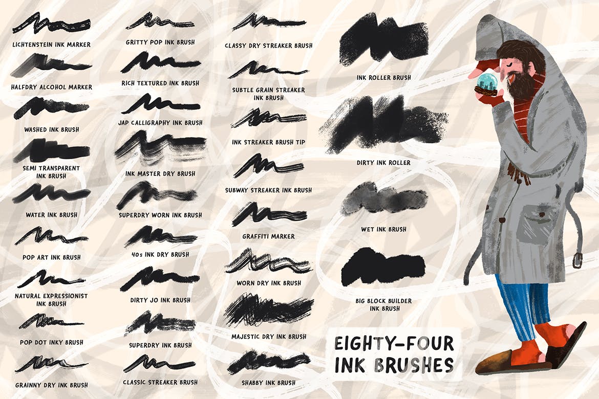 欧美复古漫画创作必备PS墨水笔刷 Inkers Brushes for Adobe Photoshop插图(5)