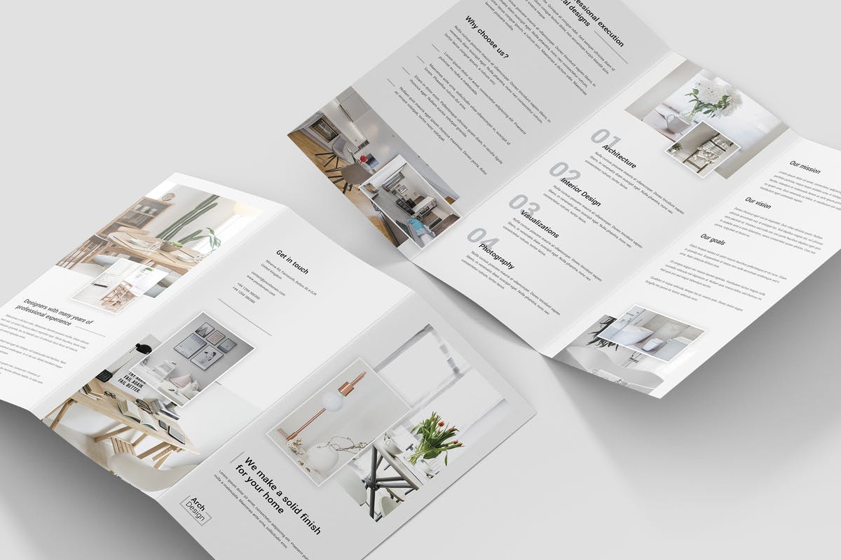 建筑策划工作室三折页宣传单设计模板 Brochure – Architectural Studio Tri-Fold插图