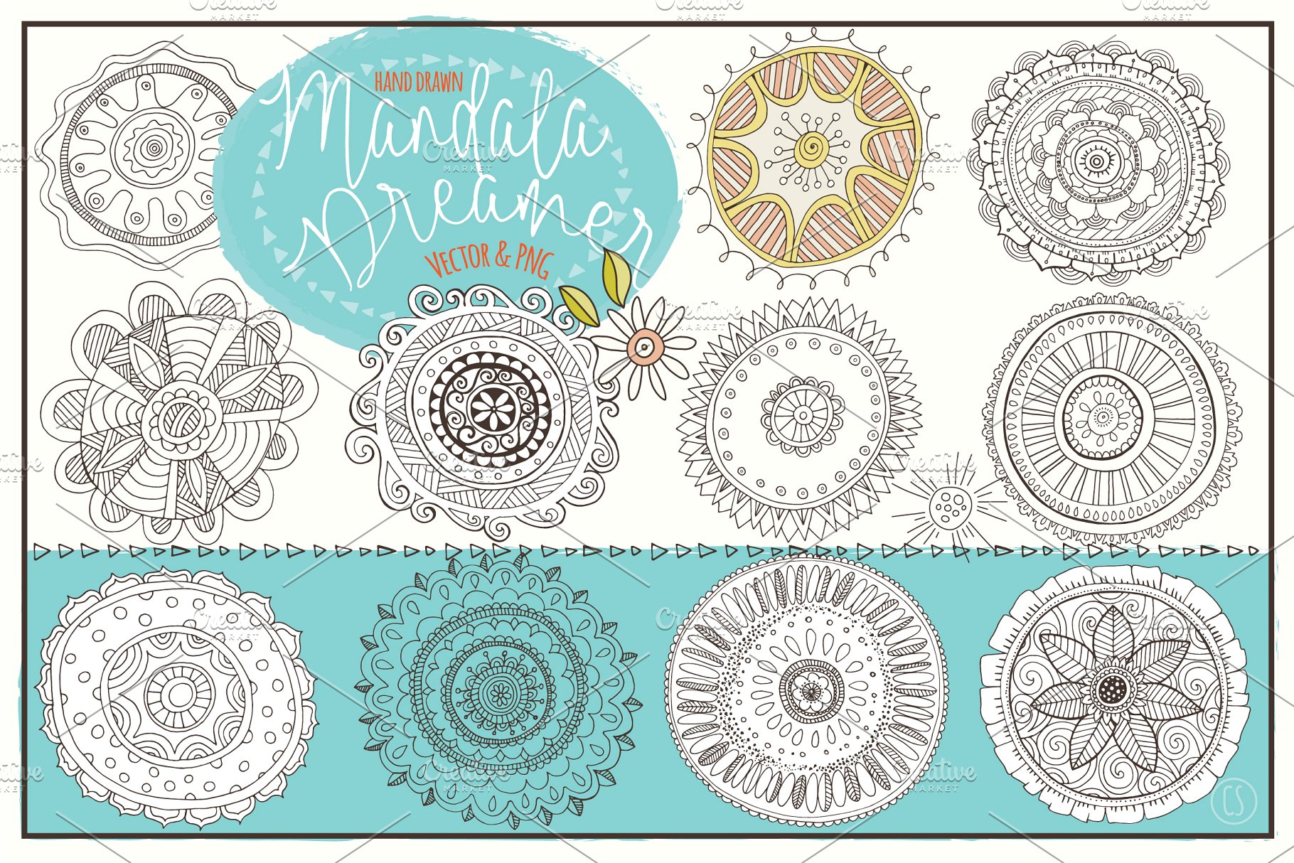 曼荼罗手绘矢量插图 Mandala Vector Illustrations插图(3)