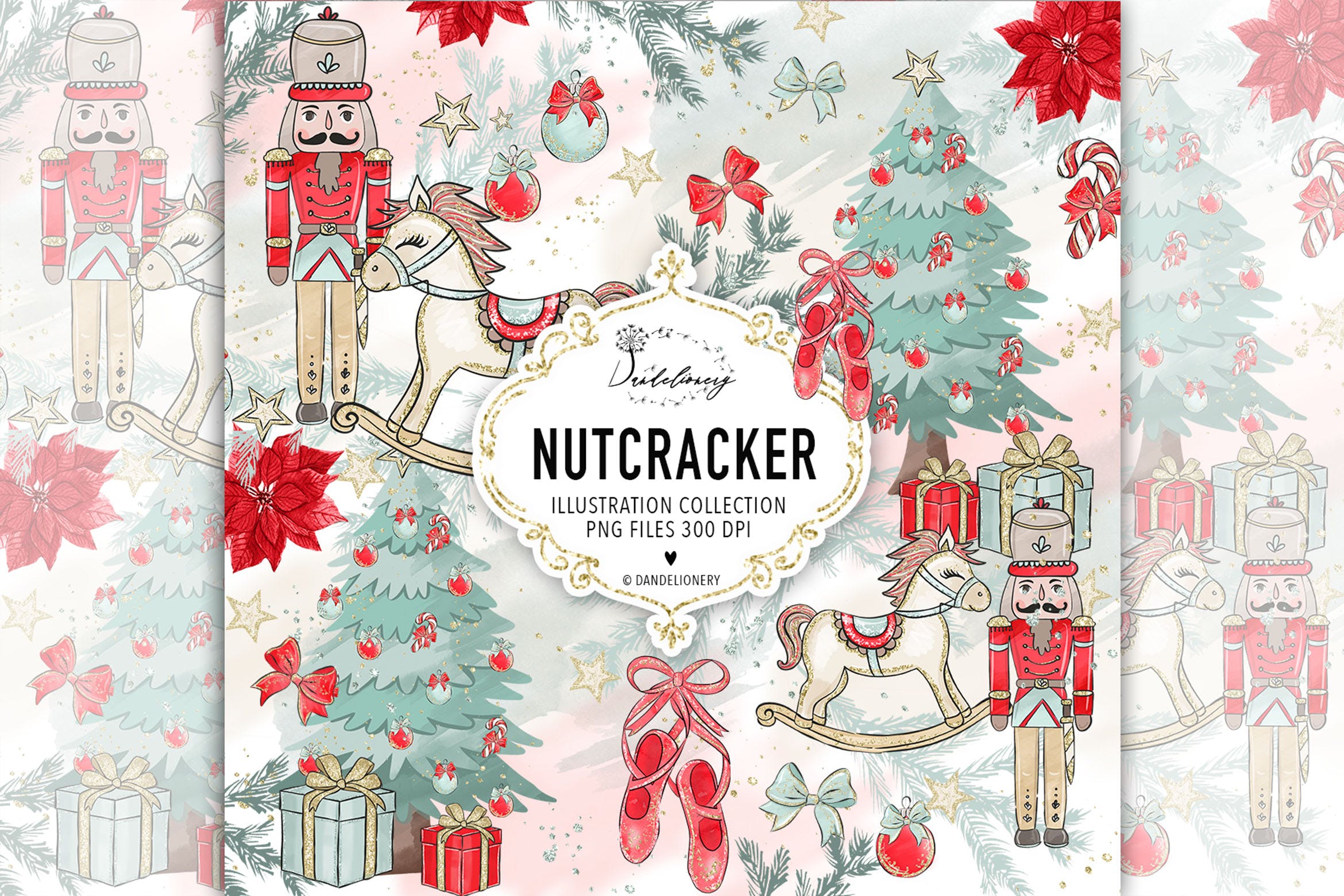圣诞节胡桃夹子矢量手绘设计素材 Christmas Nutcracker design插图