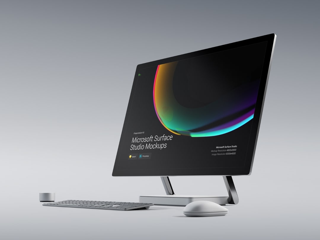 超级主流桌面&移动设备样机系列：微软一体机 Surface Studio 样机&场景 [兼容PS,Sketch;共3.83GB]插图(1)