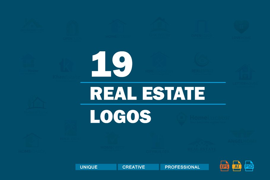 19款房地产公司Logo设计模板 19 Real Estate Logos Bundle插图