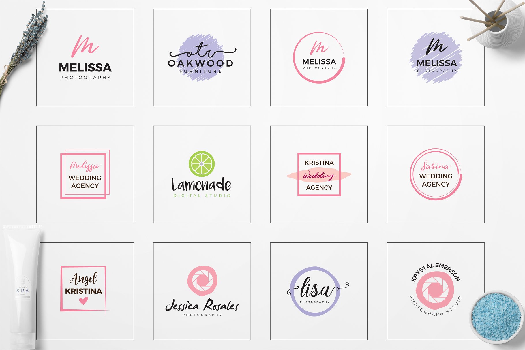 女性简约品牌Logo标志设计素材包 Feminine Minimal Branding Logo Pack插图(1)