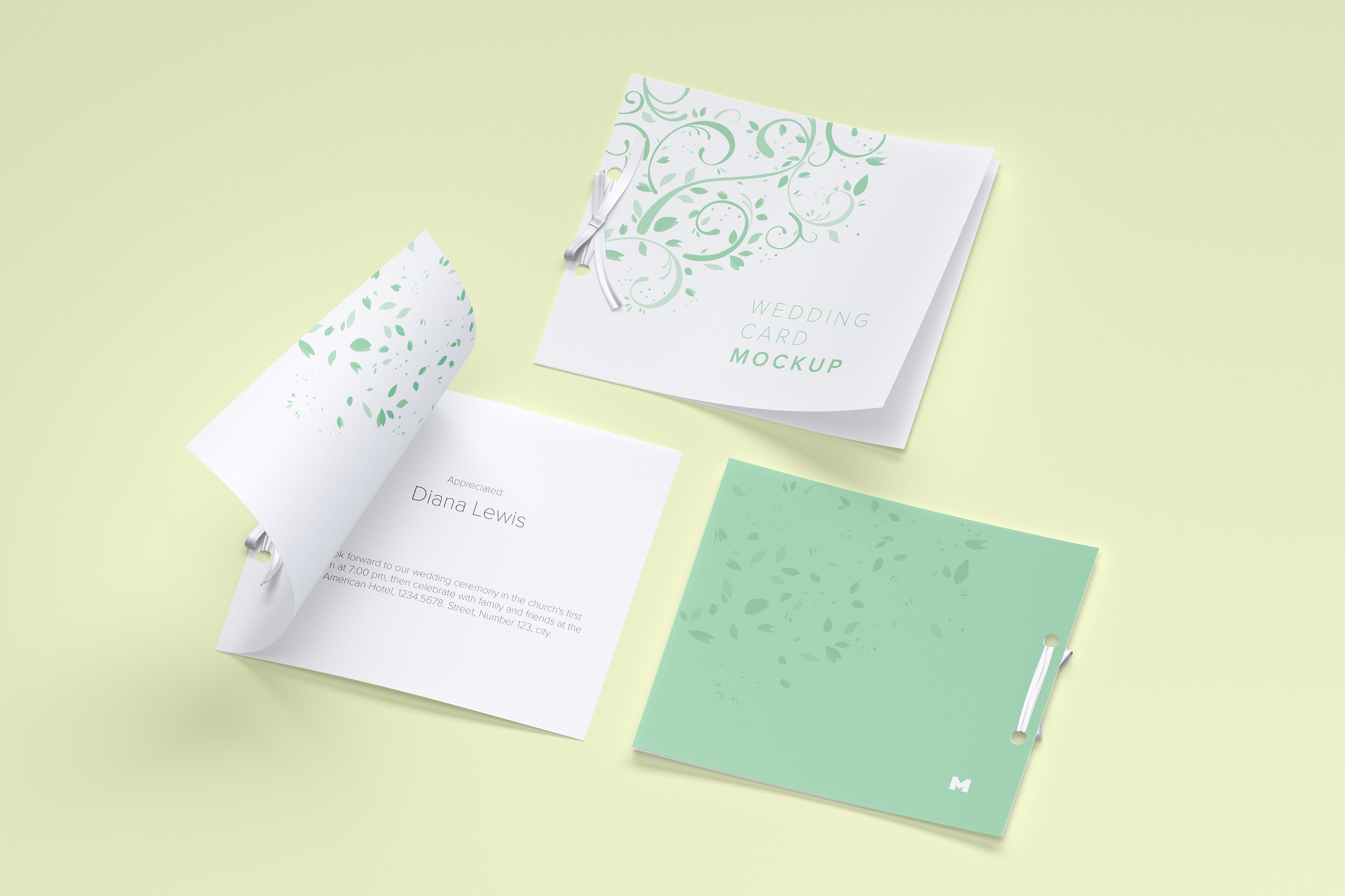 婚礼邀请函封面&内页设计样机模板 Wedding Card Mockup, Covers and Inner Pages插图(2)