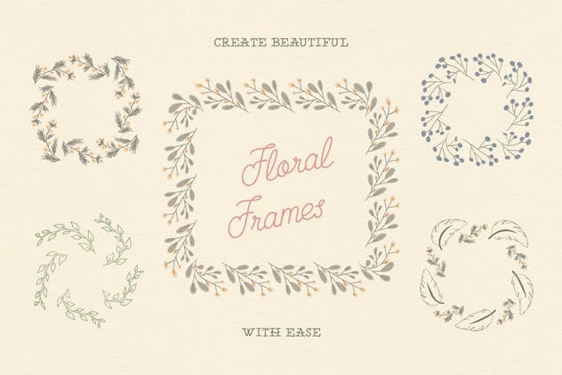 花卉元素图案AI笔刷 Floral Pattern Brushes For Illustrator插图2