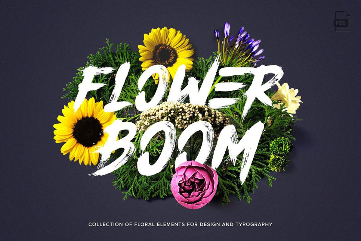繁花似锦逼真鲜花场景样机模板 Flower Boom Graphic Pack插图