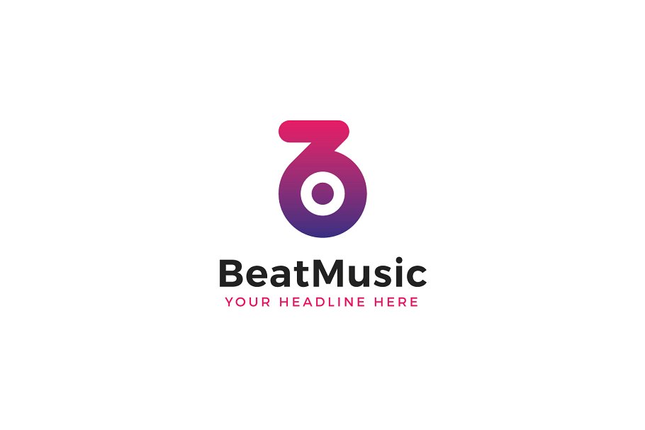 创意字母Logo模板系列之字母B音乐主题 Beat Music B Letter Logo Template插图