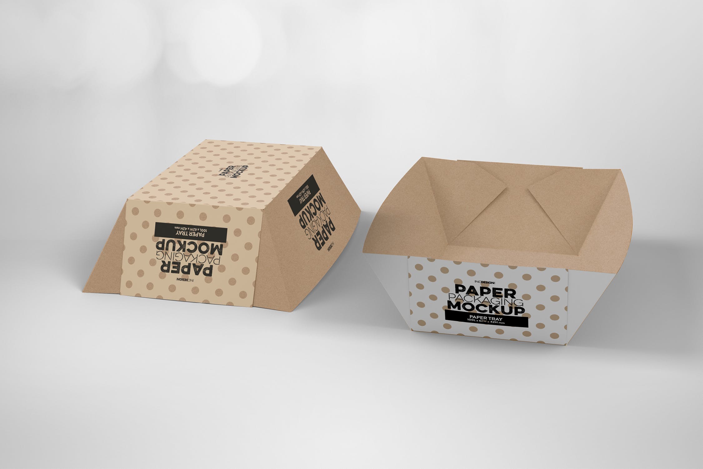 小吃纸盘托盘包装设计样机模板 Paper Tray 4 Packaging Mockup插图(2)