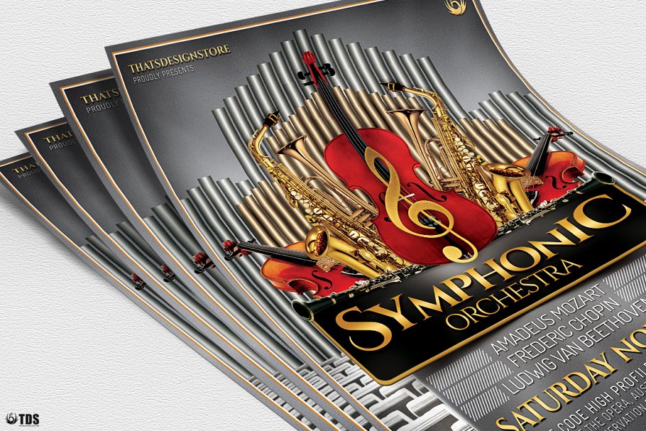 交响乐团演出传单PSD模板v1 Symphonic Orchestra Flyer PSD V1插图(4)