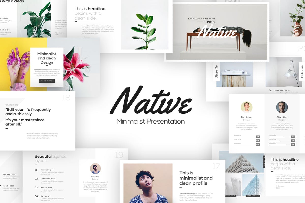 极简优雅公司品牌业务介绍PPT演示模板 Native Minimalist PowerPoint Template插图