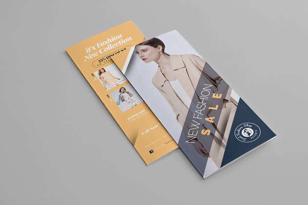 时尚店铺促销三折页传单设计模板 Fashion Sale Trifold Brochure插图1