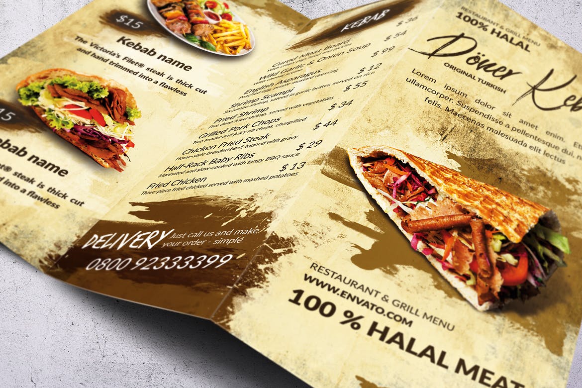 土耳其烤肉菜单设计模板 Doner Kebab Vintage Food Menu Bundle插图(5)