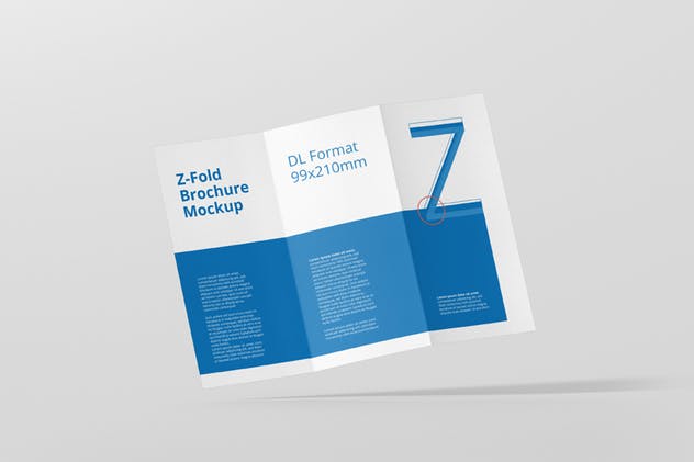 高品质DL三折页宣传册样机模板 DL Z-Fold Brochure Mockup – 99x210mm插图(4)