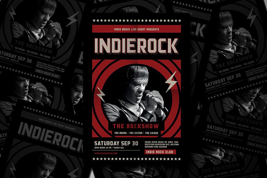 摇滚音乐活动宣传单设计模板 Indie Rock Flyer插图1