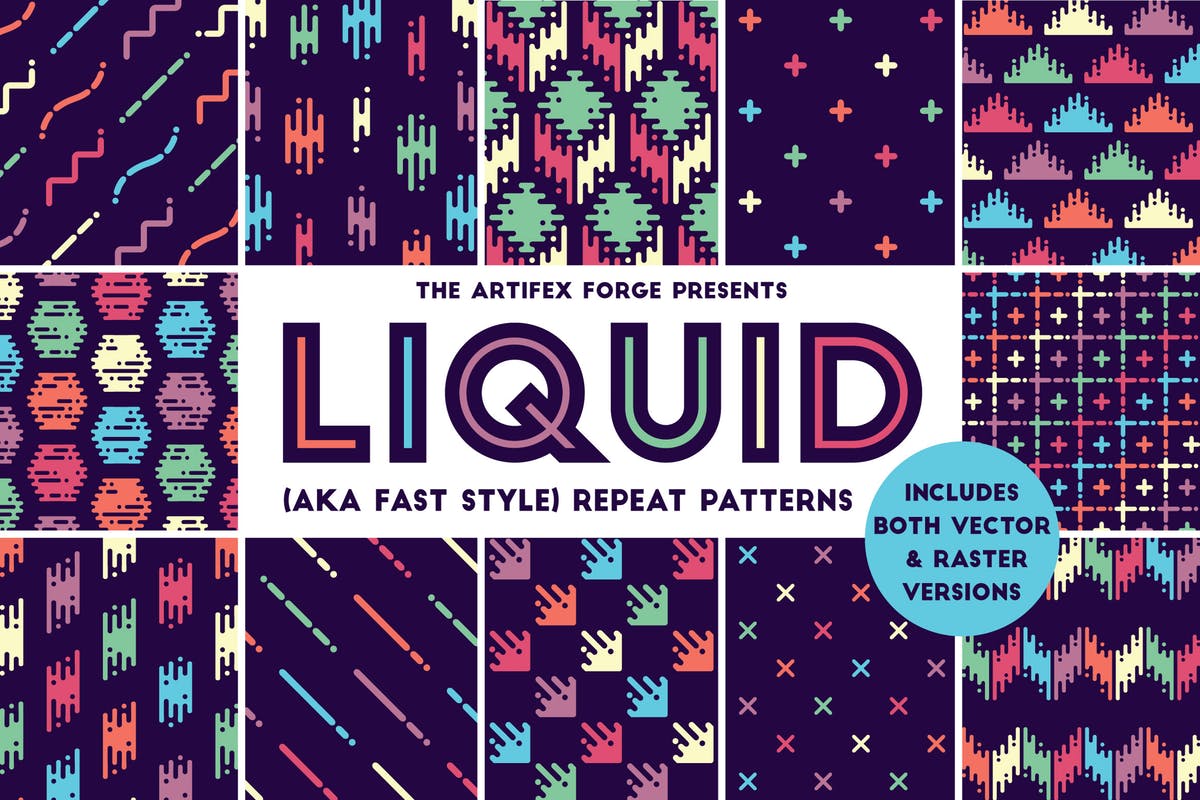 抽象液体形态图案背景纹理 Liquid Repeat Patterns插图