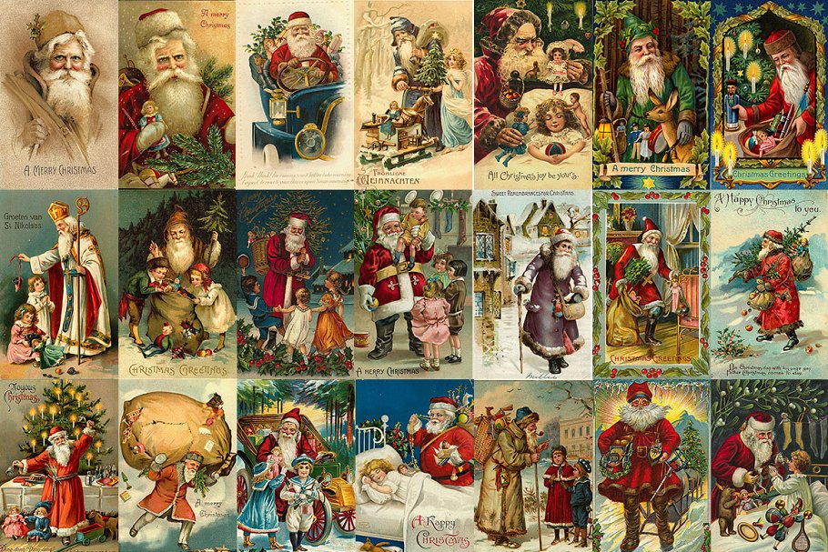 复古维多利亚时代圣诞老人插画素材 Vintage Victorian Santa Graphics插图(2)
