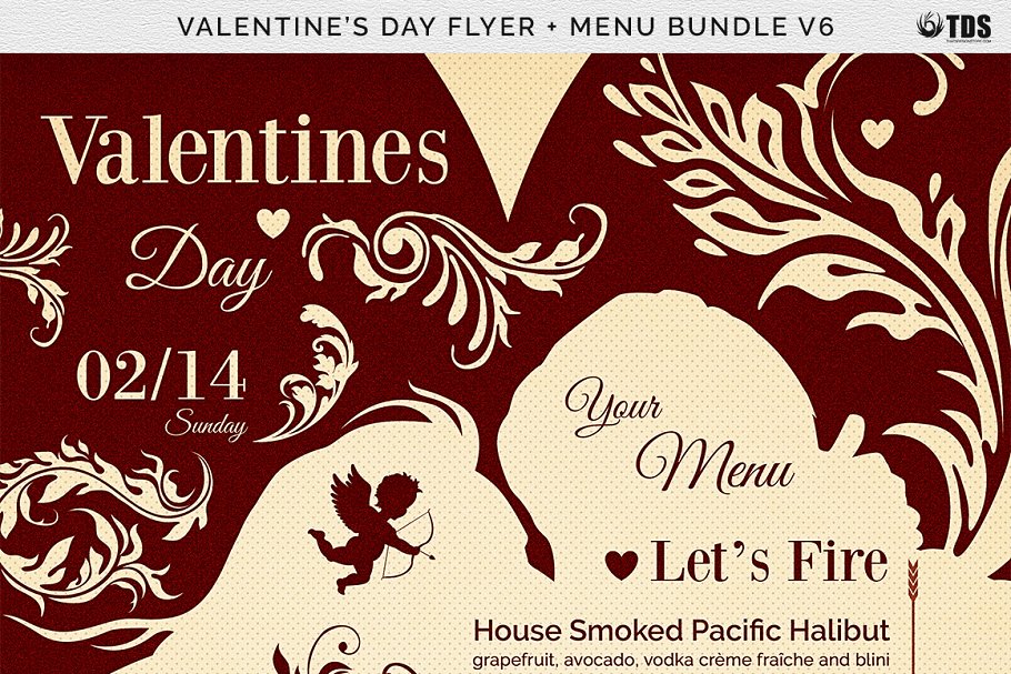情人节活动主题传单PSD模板v6 Valentines Day Flyer+Menu PSD V6插图(6)