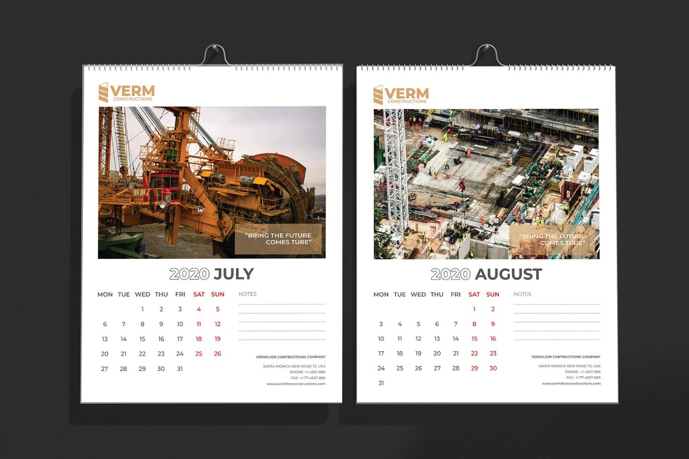 2020年建筑主题台历&挂墙日历表设计模板 Construction Wall & Table Calendar 2020插图(6)