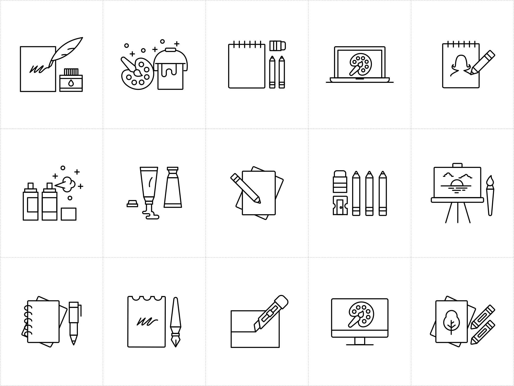 艺术创作工具矢量图标素材 Artist Tools Vector Icons插图(2)