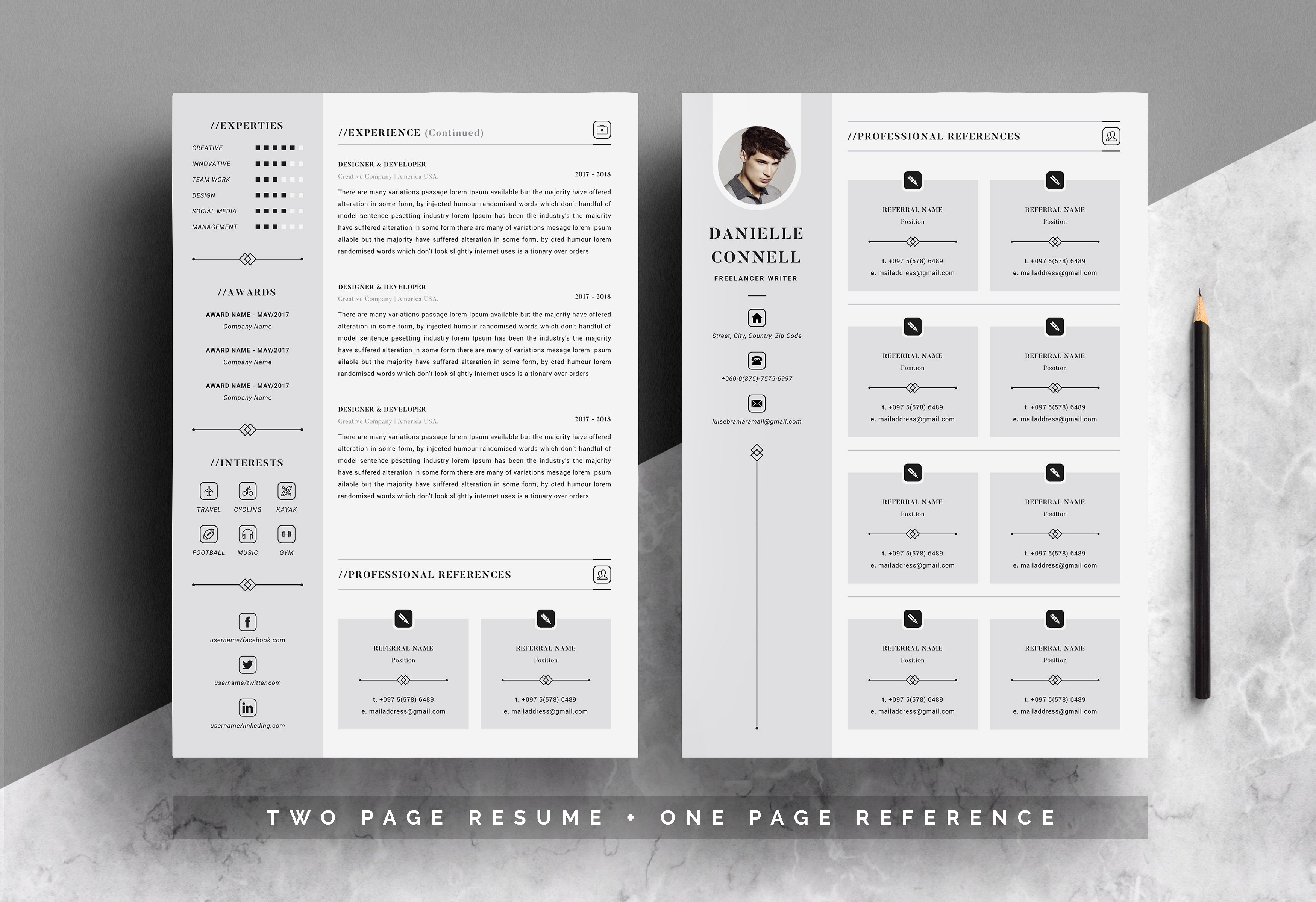 个人电子版求职简历模板 Creative Resume Template 4 Pages插图(2)