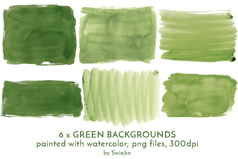 绿色水彩笔画图案纹理 Green Watercolor Background插图1