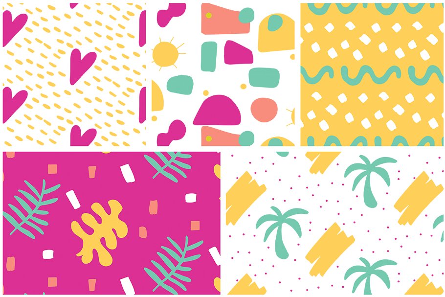 可爱夏季趣味无缝矢量纹理 Summer Fun Vector Patterns插图(6)