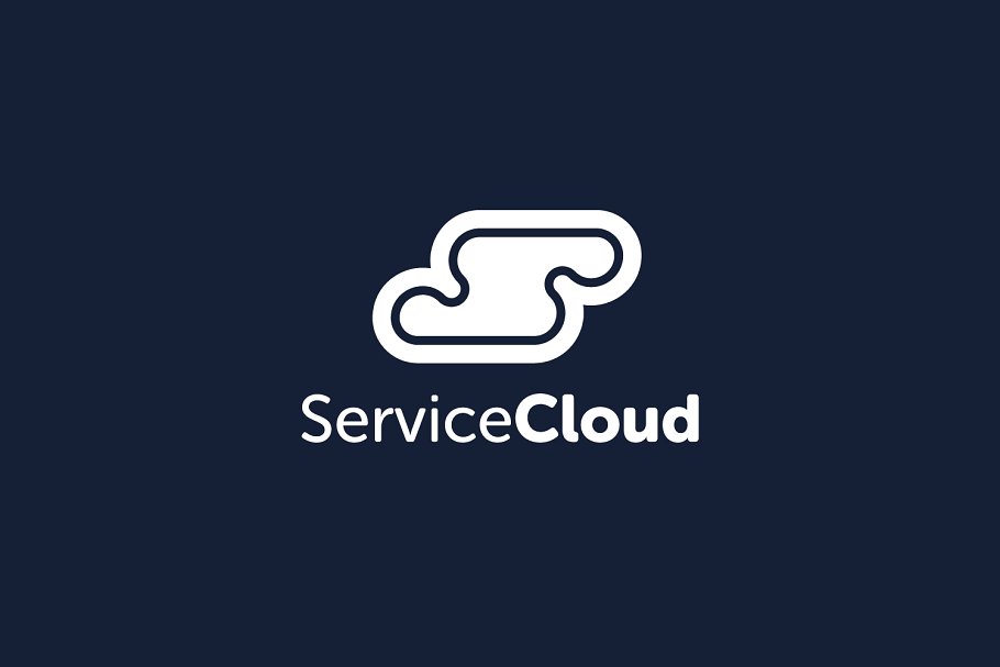 创意字母Logo模板系列之字母S云服务主题 Service Cloud S Letter Logo Template插图2