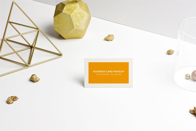 金属三脚架企业名片展示样机 Business Cards Gold Scene插图(5)