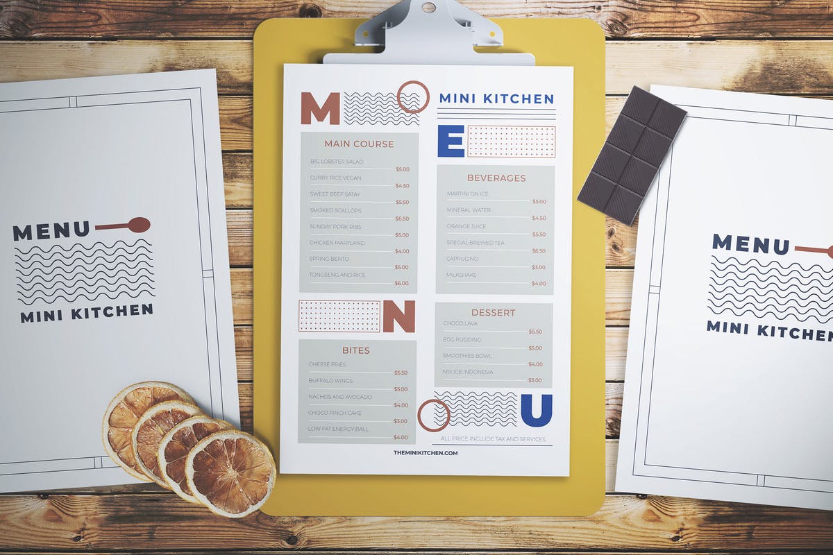 极简主义设计风格迷你厨房菜单PSD模板 Minimal Menu插图