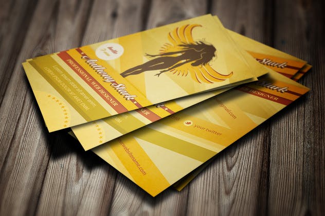 天使图案创意名片设计模板 Woman Business Card Design – 6 color versions插图4