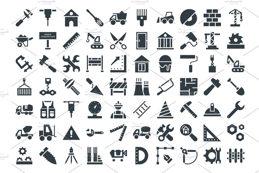 100+建筑主题矢量图标 100+ Construction Vector Icons插图(1)