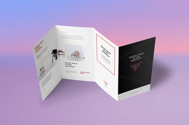 4折页广告传单小册子样机 4 Fold Brochure Mockups插图(2)