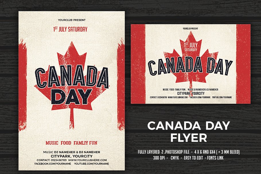 加拿大日宣传单模板 Canada Day Flyers插图