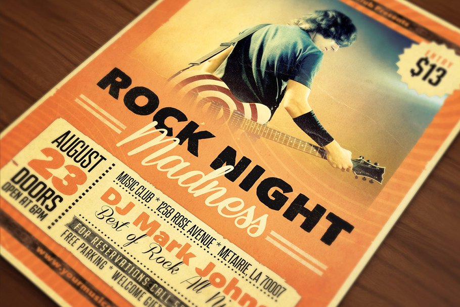 摇滚之夜活动海报传单模板  Rock Night Grunge Flyer插图(1)